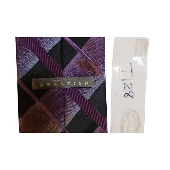 CK Calvin Klein Neck Tie Mens Luxury Purple Geometric Preppy Power Business - Picture 7 of 13